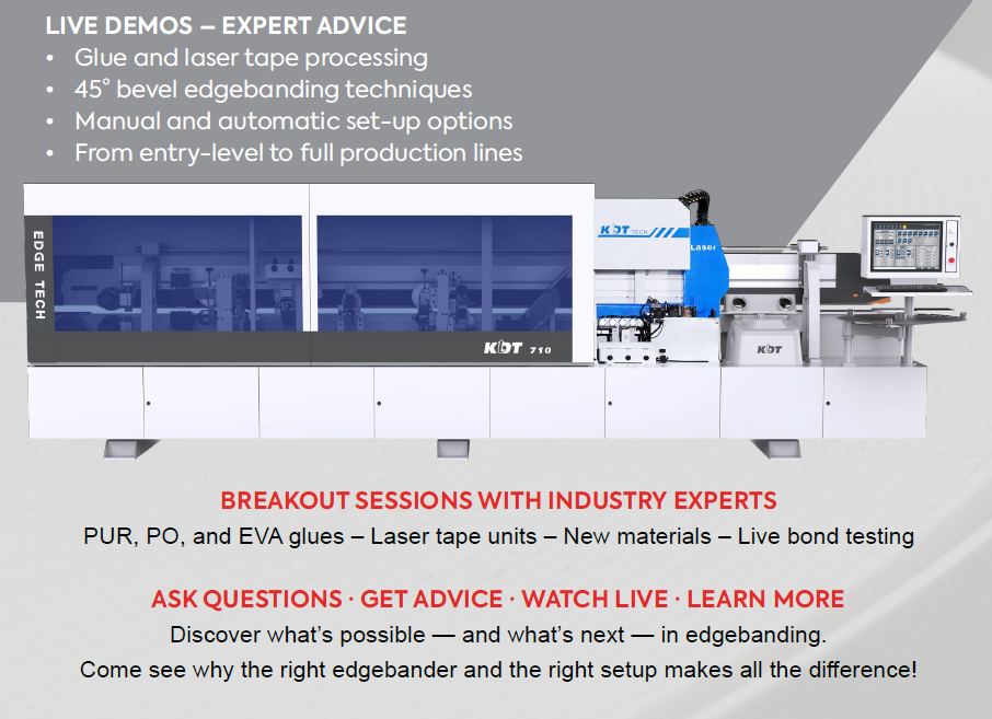 Visit our edgebanding show, Jacks Auckland showroom October 15 and 16